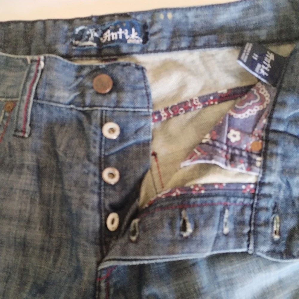 Antik Denim Men's Size 33 (Fits 34x32) Jeans Blue Medium‎ Wash Button Fly